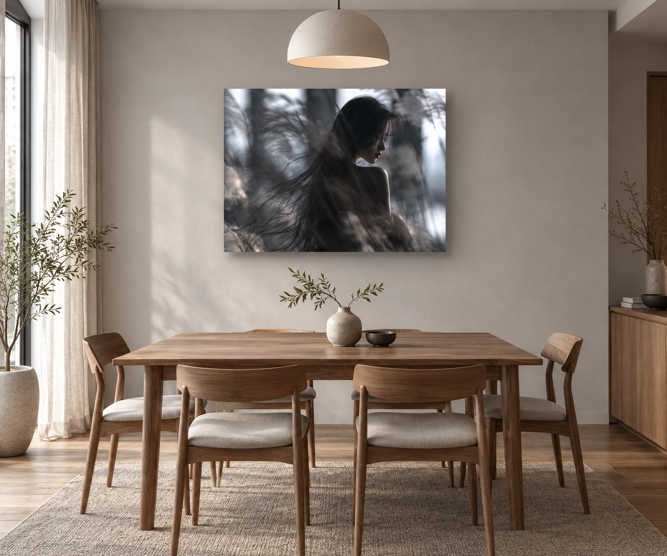 Artwork displayed in a dining room