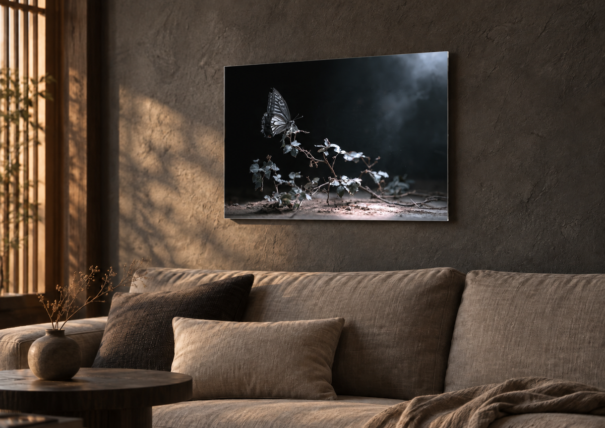 A3 artwork displayed in a Japandi living room